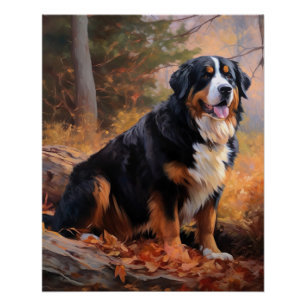 Bernese Mountain in Autumn Leaves Fall Inspire Poster