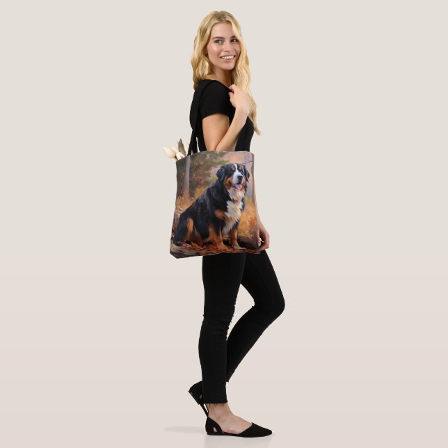 Bernese Mountain in Autumn Leaves Fall Inspire  Tote Bag (On Model)