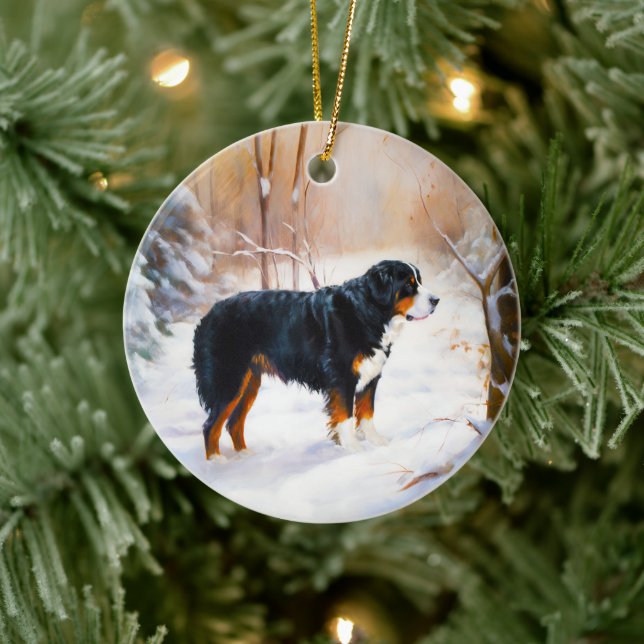 Bernese Mountain Let It Snow Christmas  Ceramic Ornament (Tree)