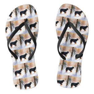 Bernese Mountain Let It Snow Christmas  Flip Flops