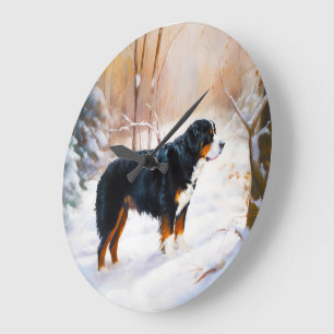 Bernese Mountain Let It Snow Christmas  Large Clock