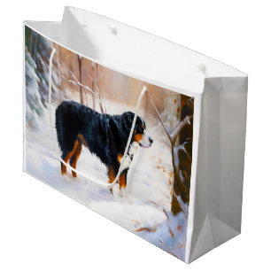 Bernese Mountain Let It Snow Christmas  Large Gift Bag