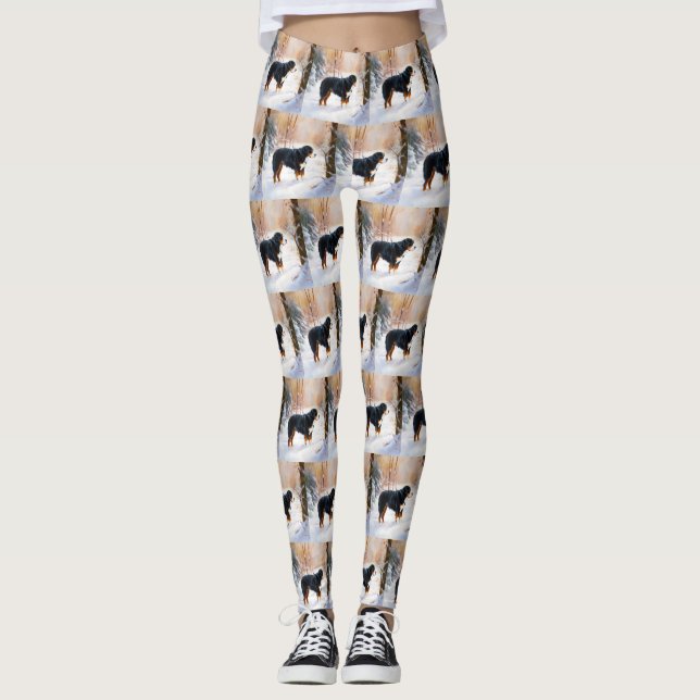 Bernese Mountain Let It Snow Christmas  Leggings (Front)