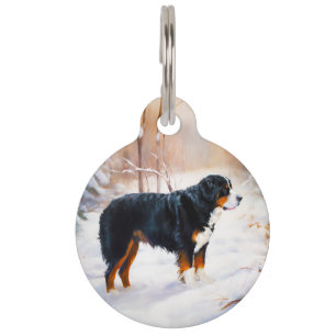 Bernese Mountain Let It Snow Christmas  Pet Tag