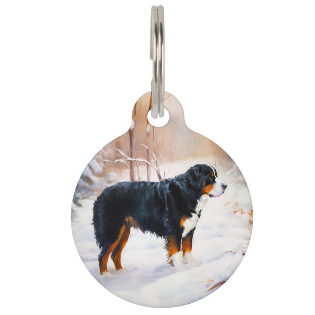 Bernese Mountain Let It Snow Christmas  Pet Tag (Front)