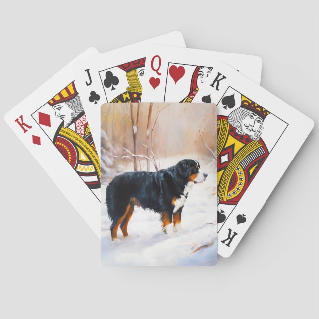 Bernese Mountain Let It Snow Christmas  Playing Cards (Back)