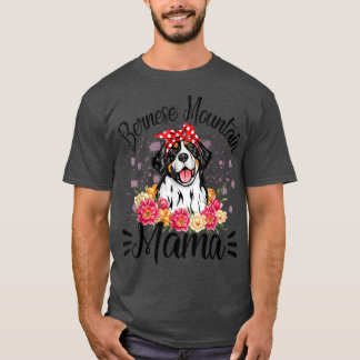 Bernese Mountain Mama Florals Cute Dog Mom Mother' T-Shirt