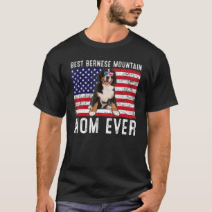 Bernese Mountain Mom Usa American Flag Dog Owner T-Shirt