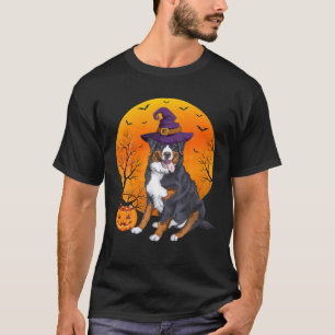 Bernese Mountain Moon Halloween Witch Hat Dog T-Shirt