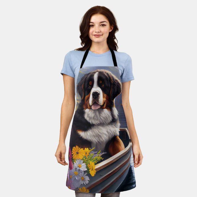 Bernese Mountain on a Paddle: A Scenic Adventure Apron (Worn)