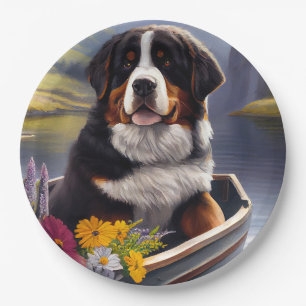 Bernese Mountain on a Paddle: A Scenic Adventure Paper Plate
