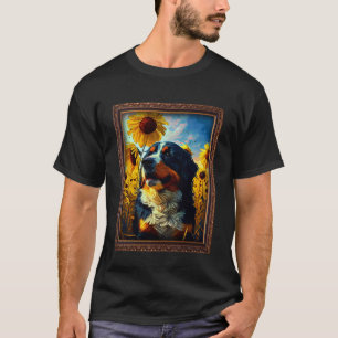 Bernese Mountain Painting Sunflower Flower Mom Wom T-Shirt
