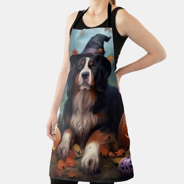 Bernese Mountain Pumpkins Halloween Scary Apron (Insitu)