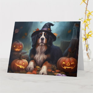 Bernese Mountain Pumpkins Halloween Scary Card