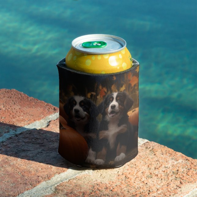 Bernese Mountain Puppy Autumn Delight Pumpkin Can Cooler (In Situ Pool)
