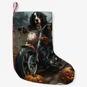 Bernese Mountain Riding Motorcycle Halloween Scary Small Christmas Stocking