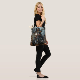 Bernese Mountain Riding Motorcycle Halloween Scary Tote Bag