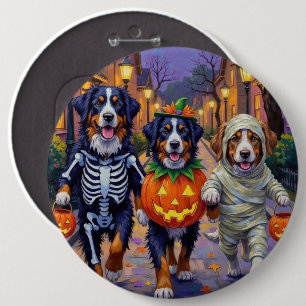 Bernese Mountain Trick-or-Treating In Halloween  6 Inch Round Button
