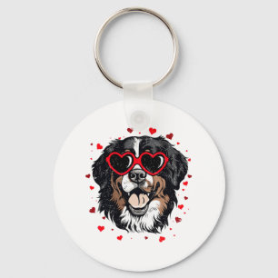 Bernese Mountain Valentine Heart Cute Dog Lovers Keychain