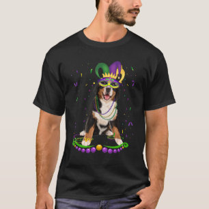 Bernese Mountain Wearing Carnival Mask Mardi Gras  T-Shirt