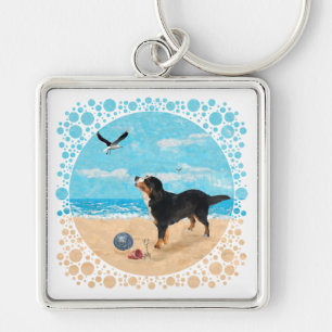 Bernese Mt. Dog at the Beach Keychain