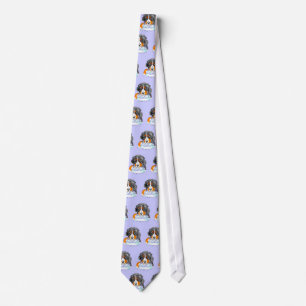 Bernese Mt Dog Cake Face Birthday Tie