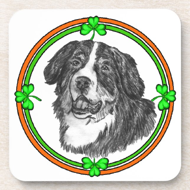 Bernese Mtn Dog St Patricks Coaster (Front)