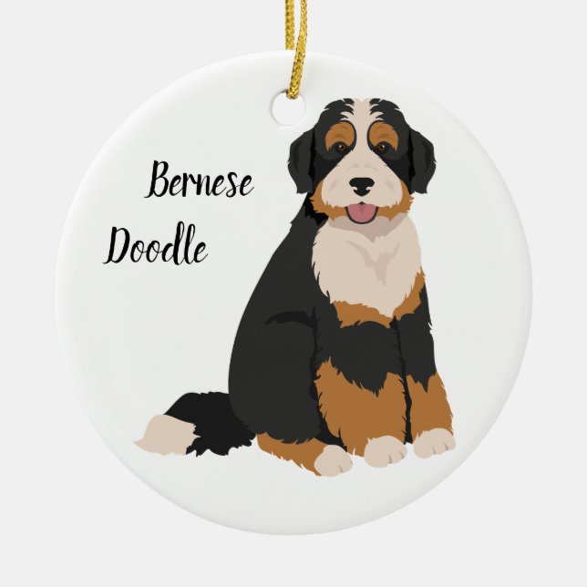 Bernese Poodle mix, Bernedoodle Christmas Ornament (Front)
