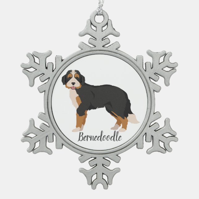 Bernese Poodle mix, Bernedoodle Christmas Ornament (Front)