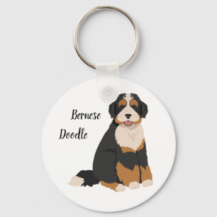 Bernese Poodle mix, Bernedoodle Christmas Ornament Keychain