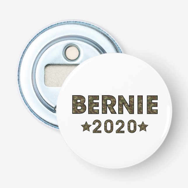 Bernie 2020 Camouflage Election Bottle Opener (Front)
