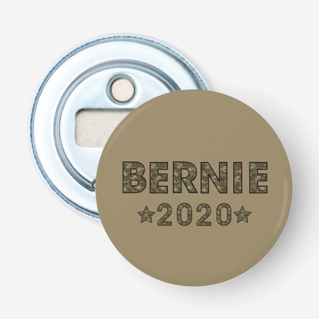 Bernie 2020 Camouflage Election Brown Bottle Opener (Front)