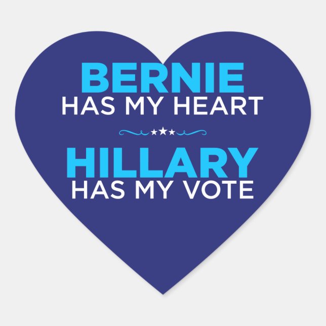 Bernie a mon coeur, Hillary a mon autocollant de v (Devant)