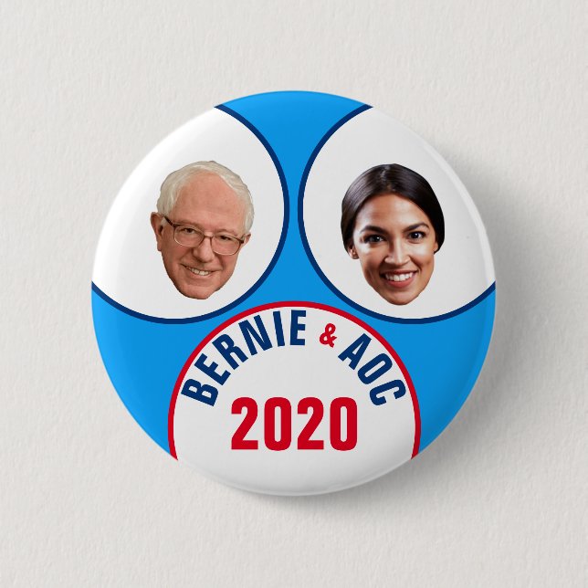 Bernie & AOC 2020 2 Inch Round Button (Front)