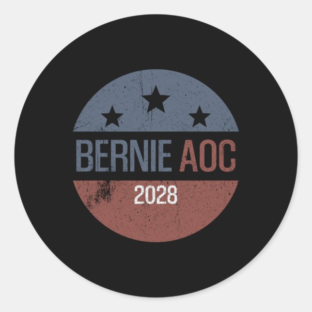 Bernie Aoc 2028 Bernie Sanders Alexandria Cortez P Classic Round Sticker (Front)