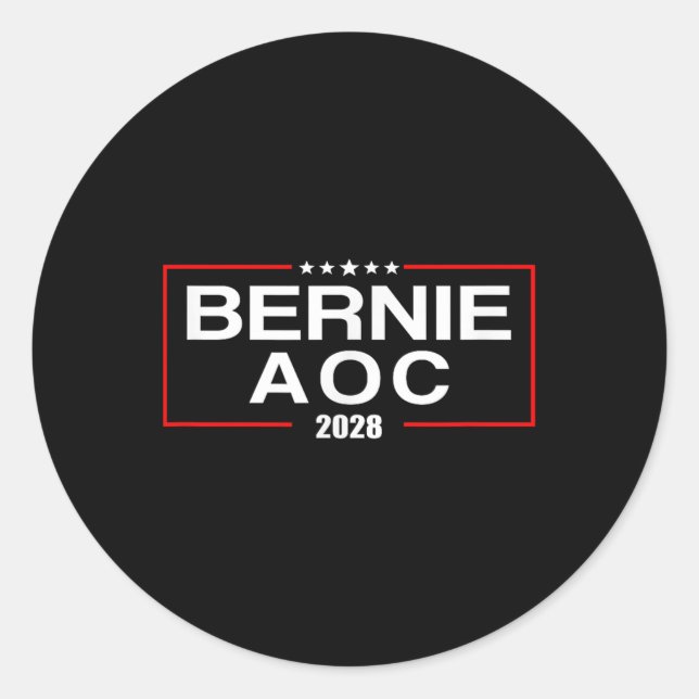 Bernie Aoc 2028 Bernie Sanders Alexandria Cortez P Classic Round Sticker (Front)