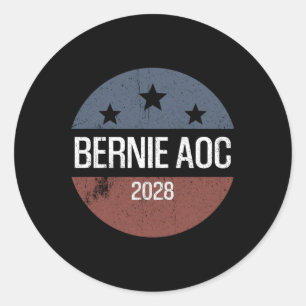 Bernie Aoc 2028 Bernie Sanders Alexandria Cortez P Classic Round Sticker