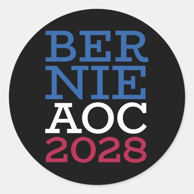 Bernie Aoc 2028 Campaign - Patriotic Fight Oligarc Classic Round Sticker (Front)