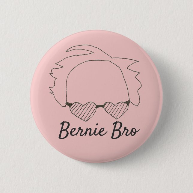 Bernie Bro Bernie Sanders Heart Shaped Glasses 2 Inch Round Button (Front)