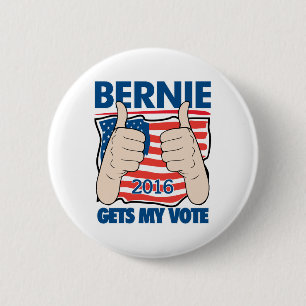 Bernie Gets My Vote 2016 Bernie Sanders Campaign 2 Inch Round Button