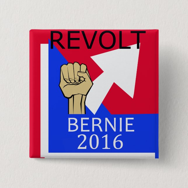 Bernie Revolt sq. 2 Inch Square Button (Front)