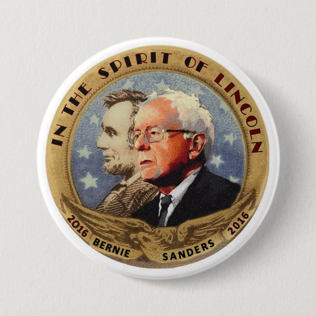 Bernie Sanders & Abe 3 Inch Round Button (Front)