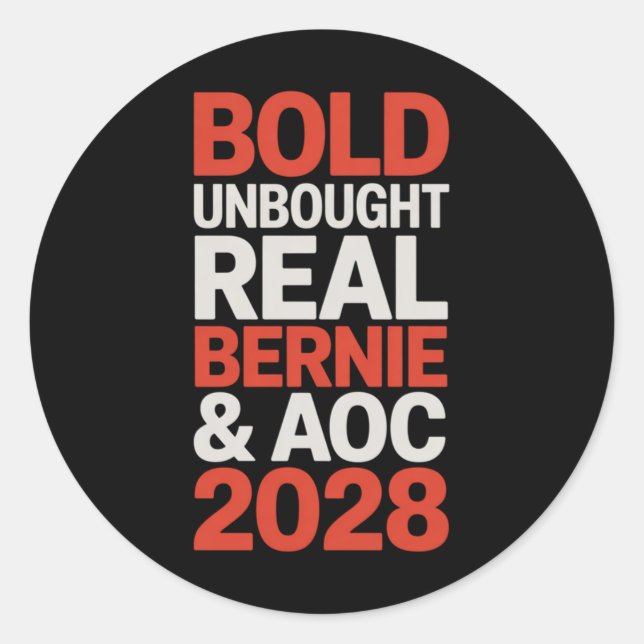 Bernie Sanders And Aoc 2028 For President Campaign Classic Round Sticker (Front)