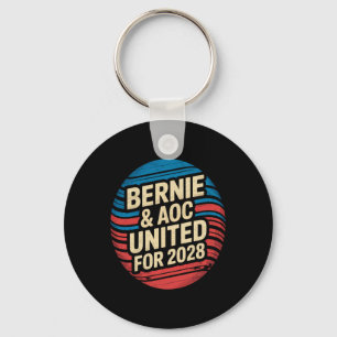 Bernie Sanders And Aoc 2028 For President Campaign Keychain