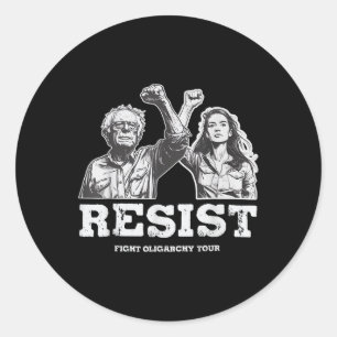 Bernie Sanders Aoc Fighting Oligarchy Tour  Classic Round Sticker