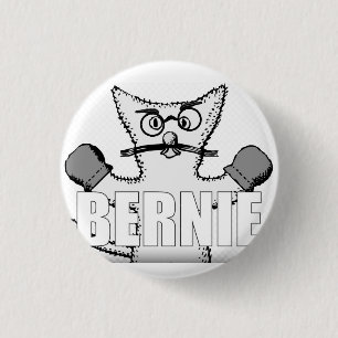 Bernie Sanders Cat with Mittens 1 Inch Round Button