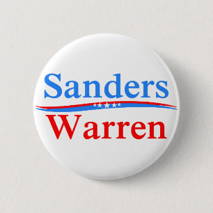 BERNIE SANDERS - ELIZABETH WARREN 2016 PRESIDENT 2 INCH ROUND BUTTON