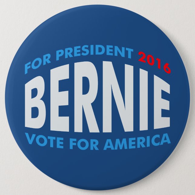 Bernie Sanders For America 6 Inch Round Button (Front)