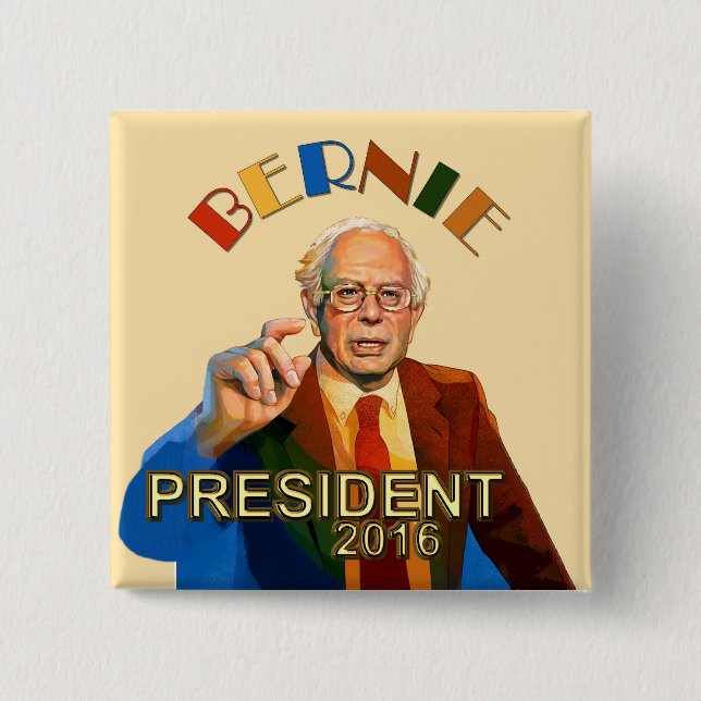 Bernie Sanders for President 2016 2 Inch Square Button (Front)