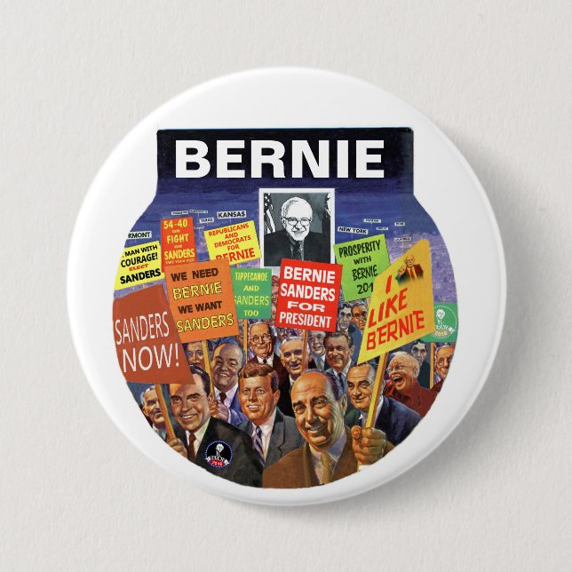 BERNIE SANDERS FOR PRESIDENT 2016 3 INCH ROUND BUTTON (Front)